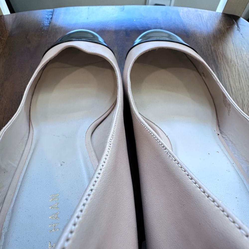 Cole Haan Block Heel Pumps Women 11B Beige Black Cap Toe Leather Career - Picture 11 of 12